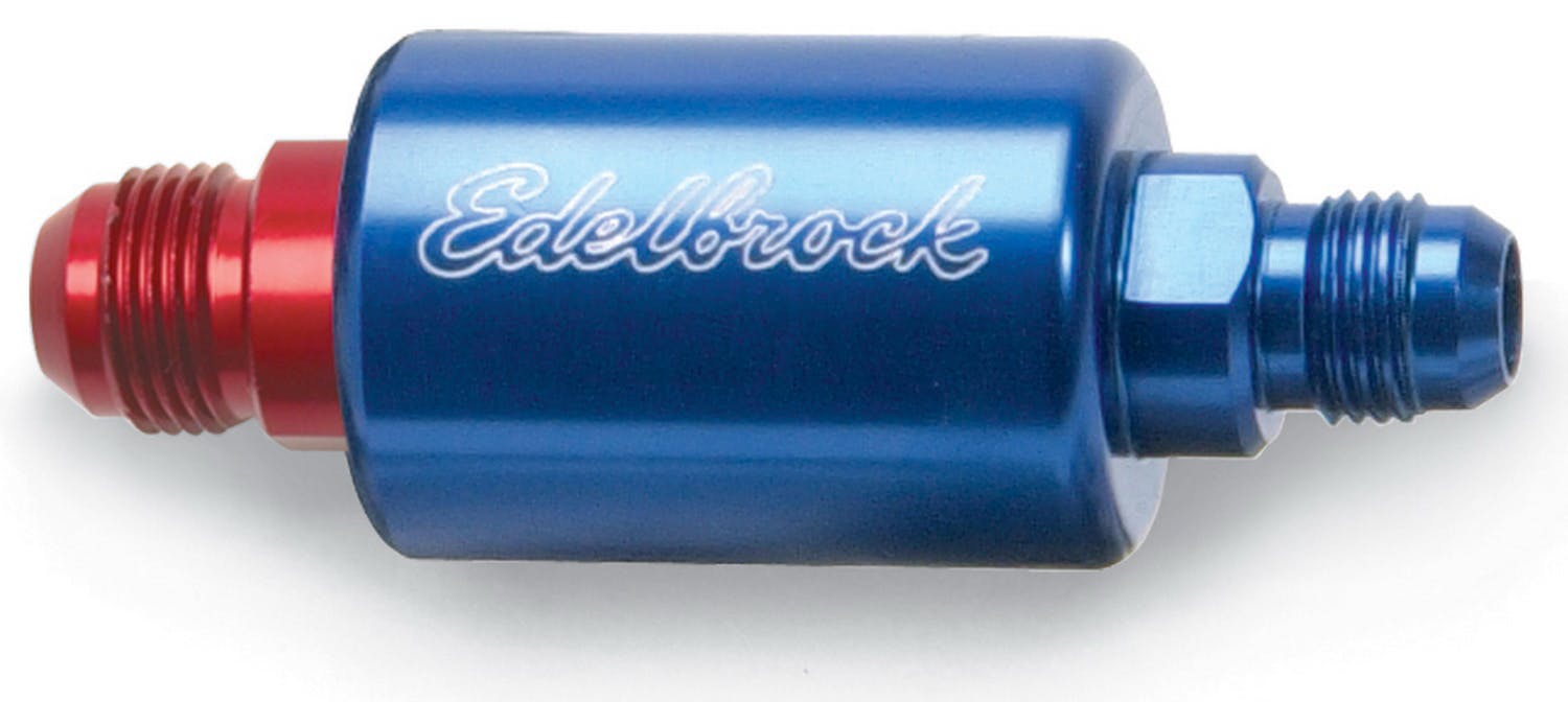 Edelbrock 8130 HIGH FLOW BILLET ALUMINUM FUEL FILTER BLUE FINISH