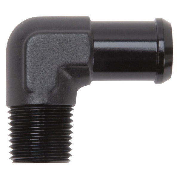 Edelbrock 8165 Heater Hose End Fitting - 90 DEG with 1/2 NPT and 3/4 Barb.