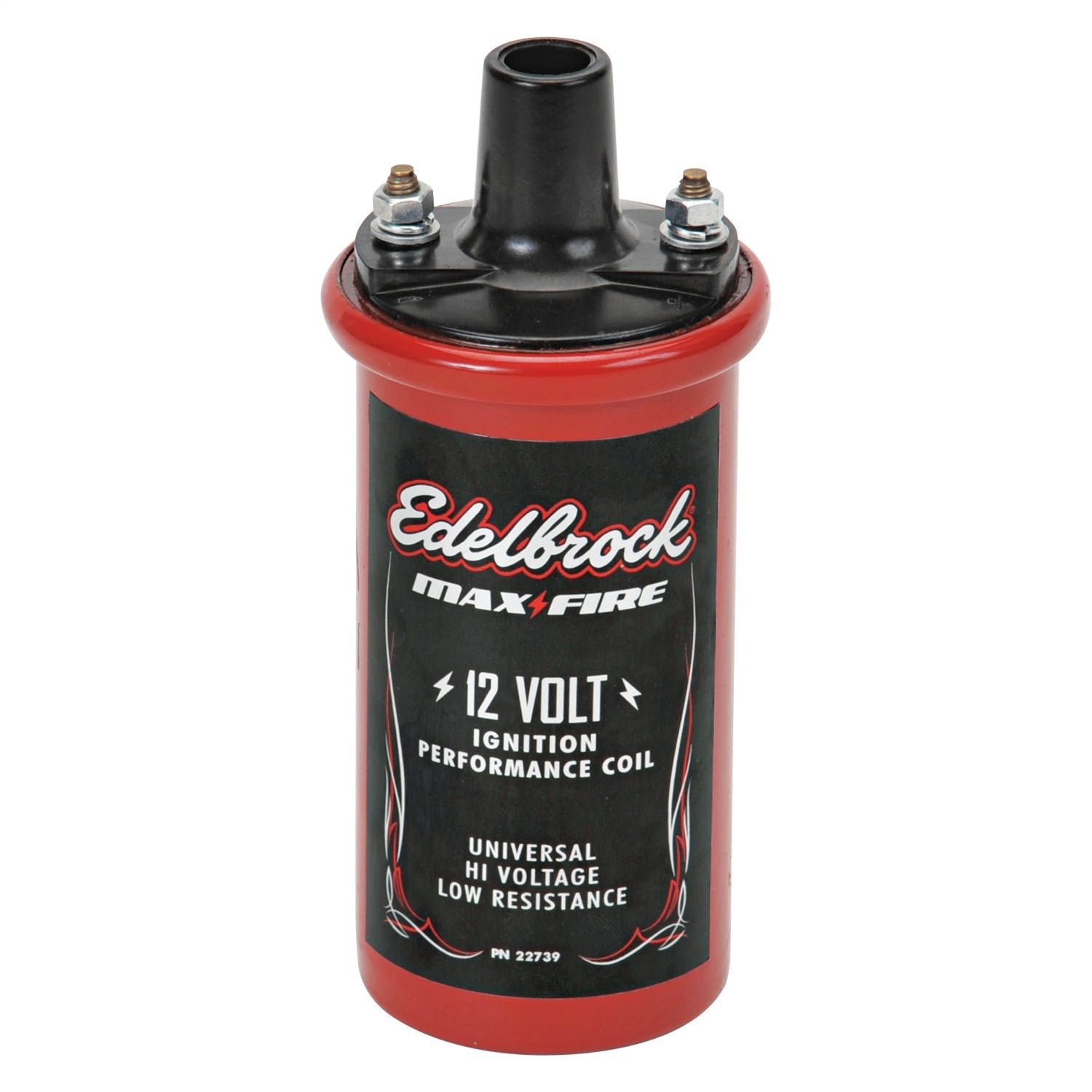 Edelbrock 22739 Universal 12V cannister-style w/primary resistance 1.4 ohms output of 42000V.