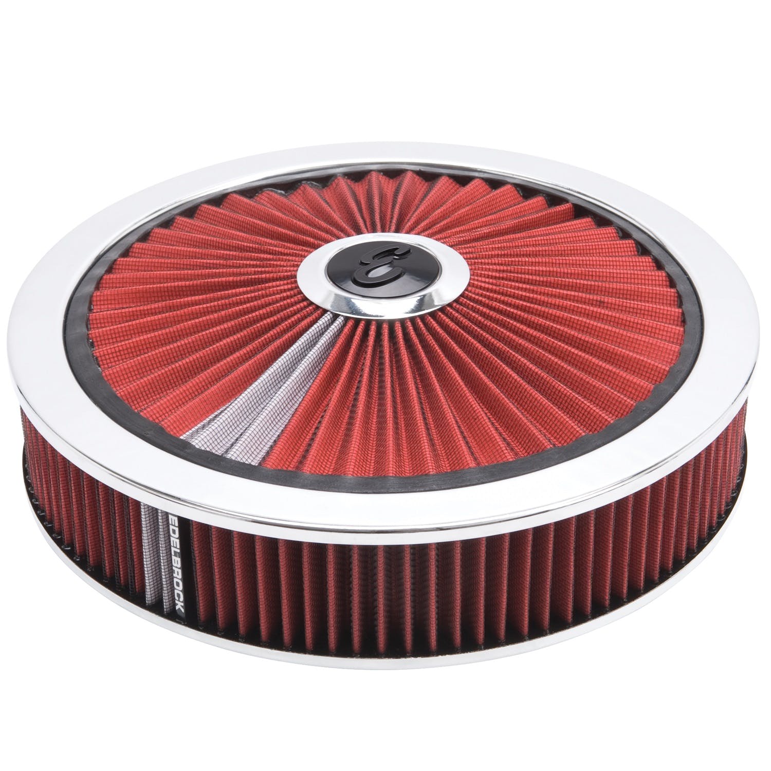 Edelbrock 43660 Pro-Flo Chrome Round 14 Air Cleaner - 3 Pro-Flo Element (Red)