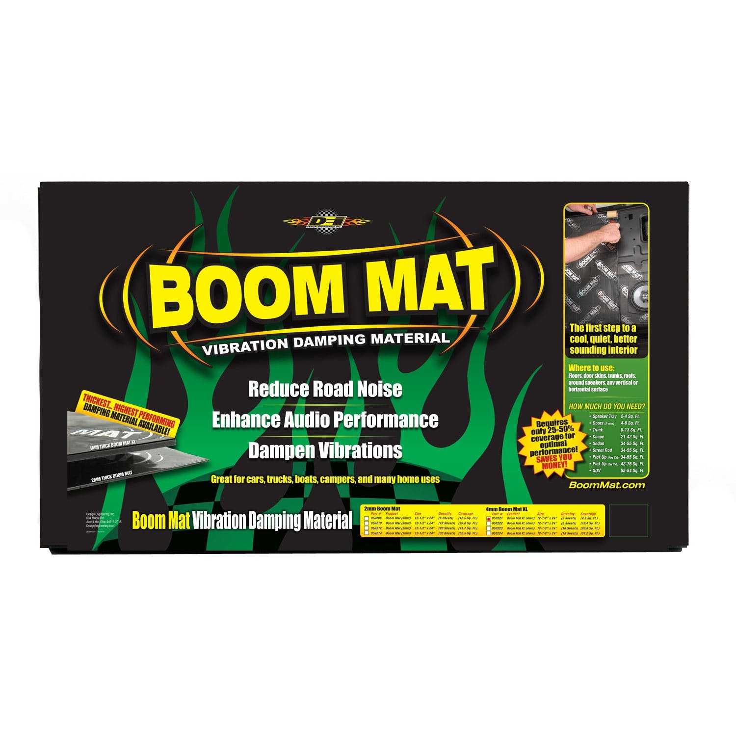Design Engineering, Inc. 50221 Boom Mat XL Damping Material - 12-1/2 x 24 (4mm) - 4.2 sq ft - 2 Sheets