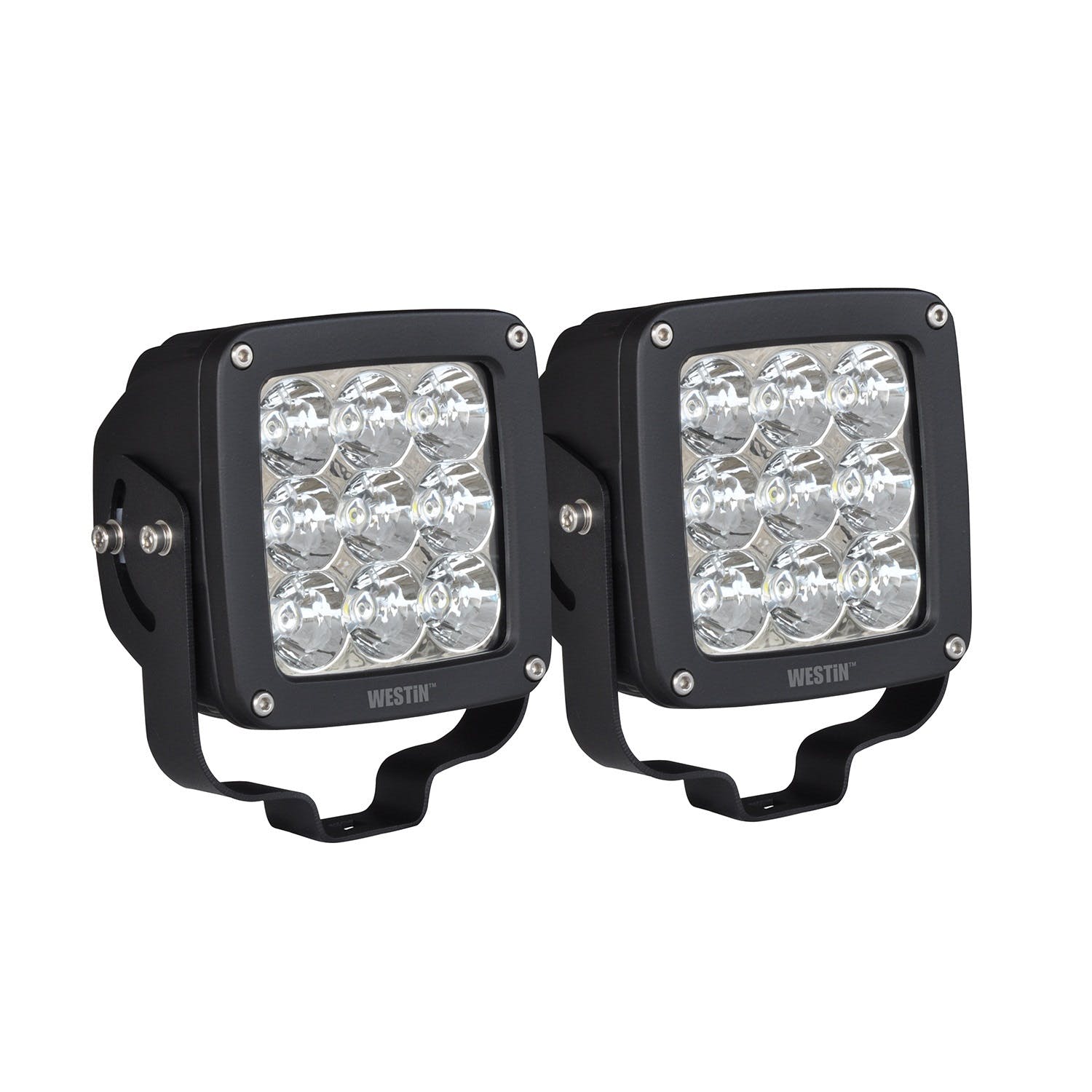 Westin Automotive 09-12219A-PR LED Auxiliary Light 4.5 inch x 4.5 inch Square Spot with 3W Osram (Set of 2)