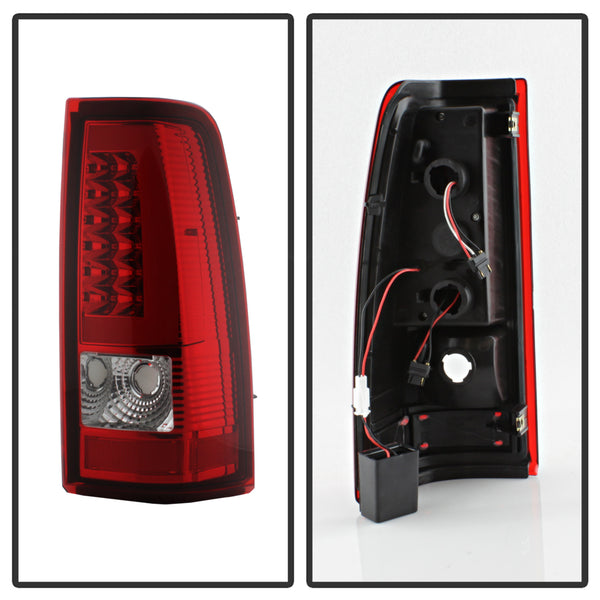 XTUNE POWER 9036804 Chevy Silverado 1500 2500 3500 99 02 GMC Sierra 1500 2500 3500 99 06 and 2007 Sierra Classic Light Bar Style LED Tail Lights Red Clear