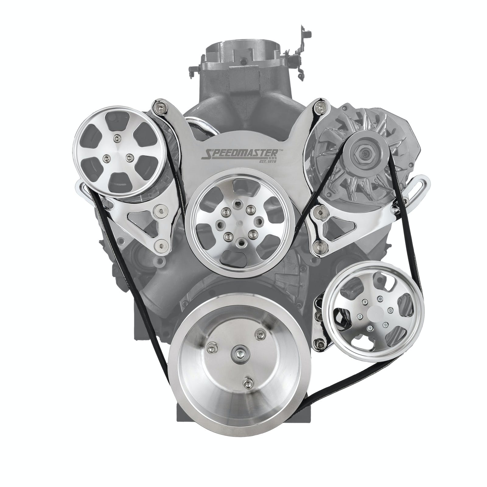 Speedmaster 1-415-001-01 Aluminum Serpentine Complete Engine Pulley Kit [Polished]