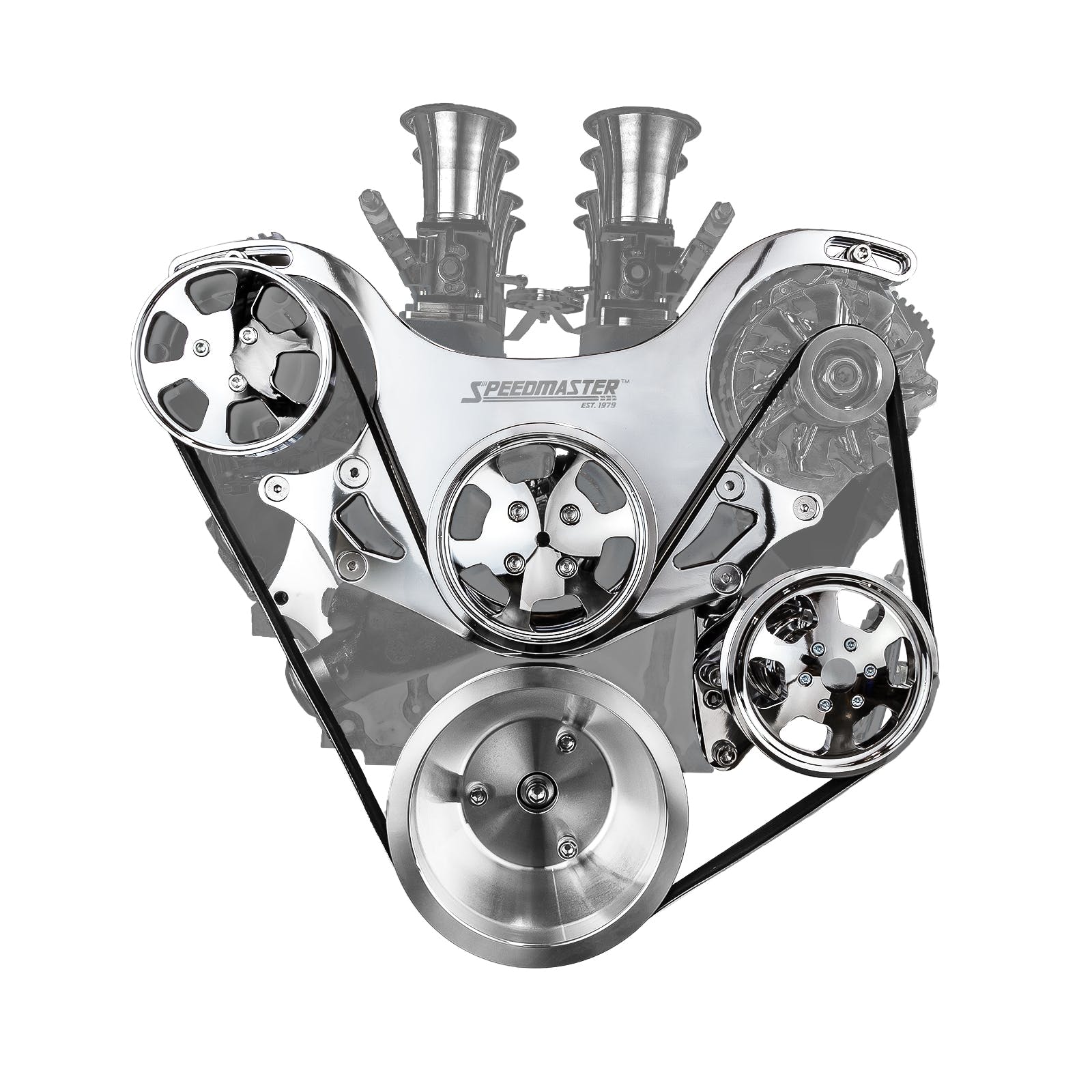 Speedmaster 1-415-002-01 Aluminum Serpentine Complete Engine Pulley Kit [Polished]