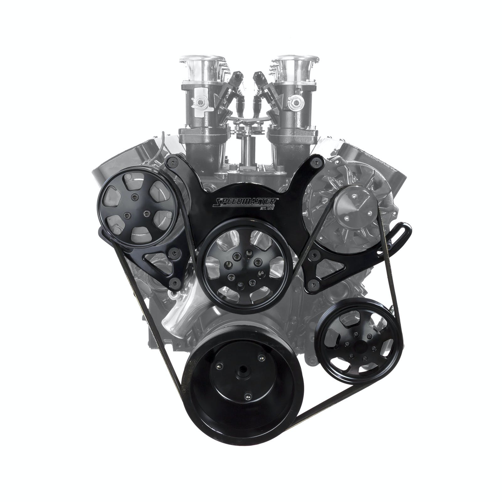 Speedmaster 1-415-001-02 Aluminum Serpentine Complete Engine Pulley Kit [Black]