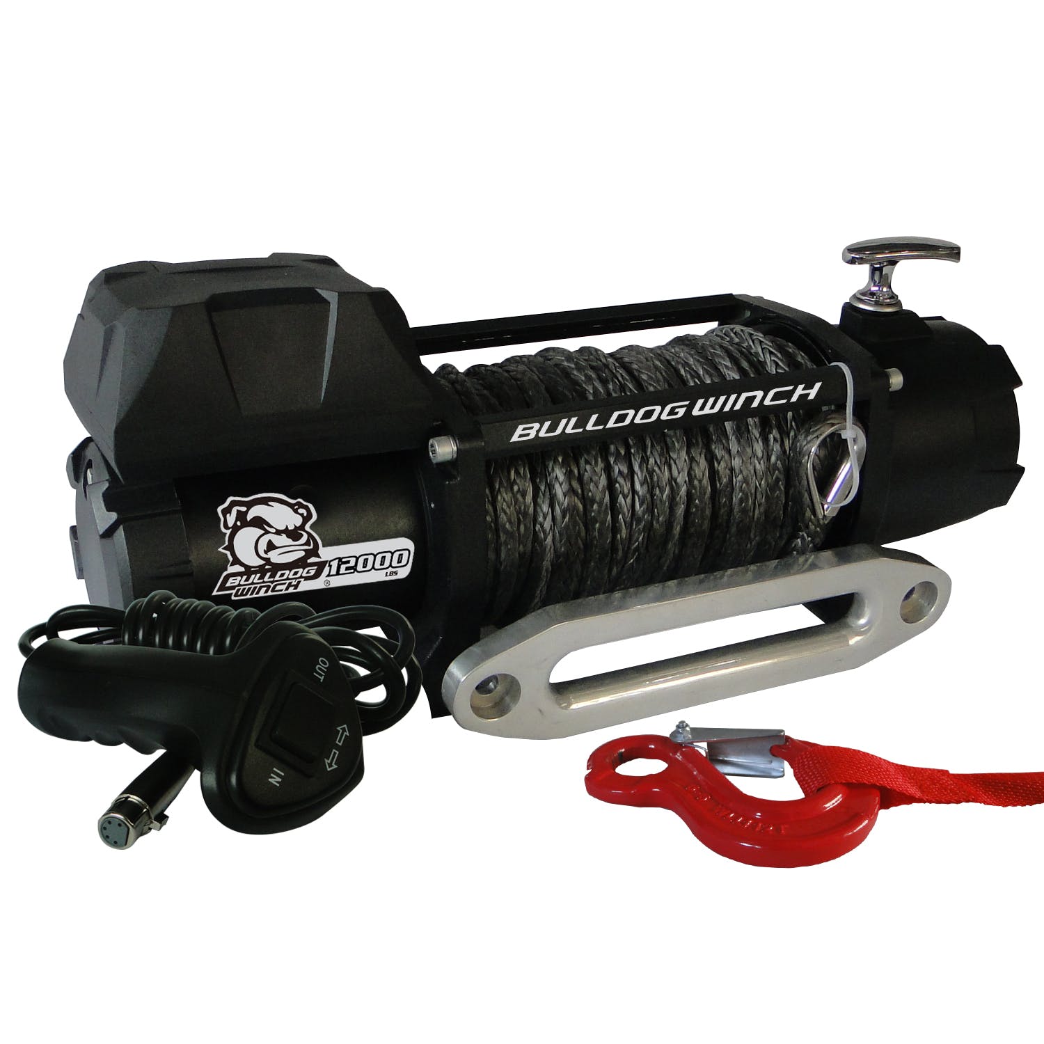 Bulldog Winch Co LLC 10046 12000lb Winch w/6.0hp Series Wound, 100ft Synthetic Rope, Aluminum Frld
