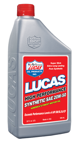 Lucas OIL Synthetic SAE 20W-50 Racing Oil (1 QT) 20054