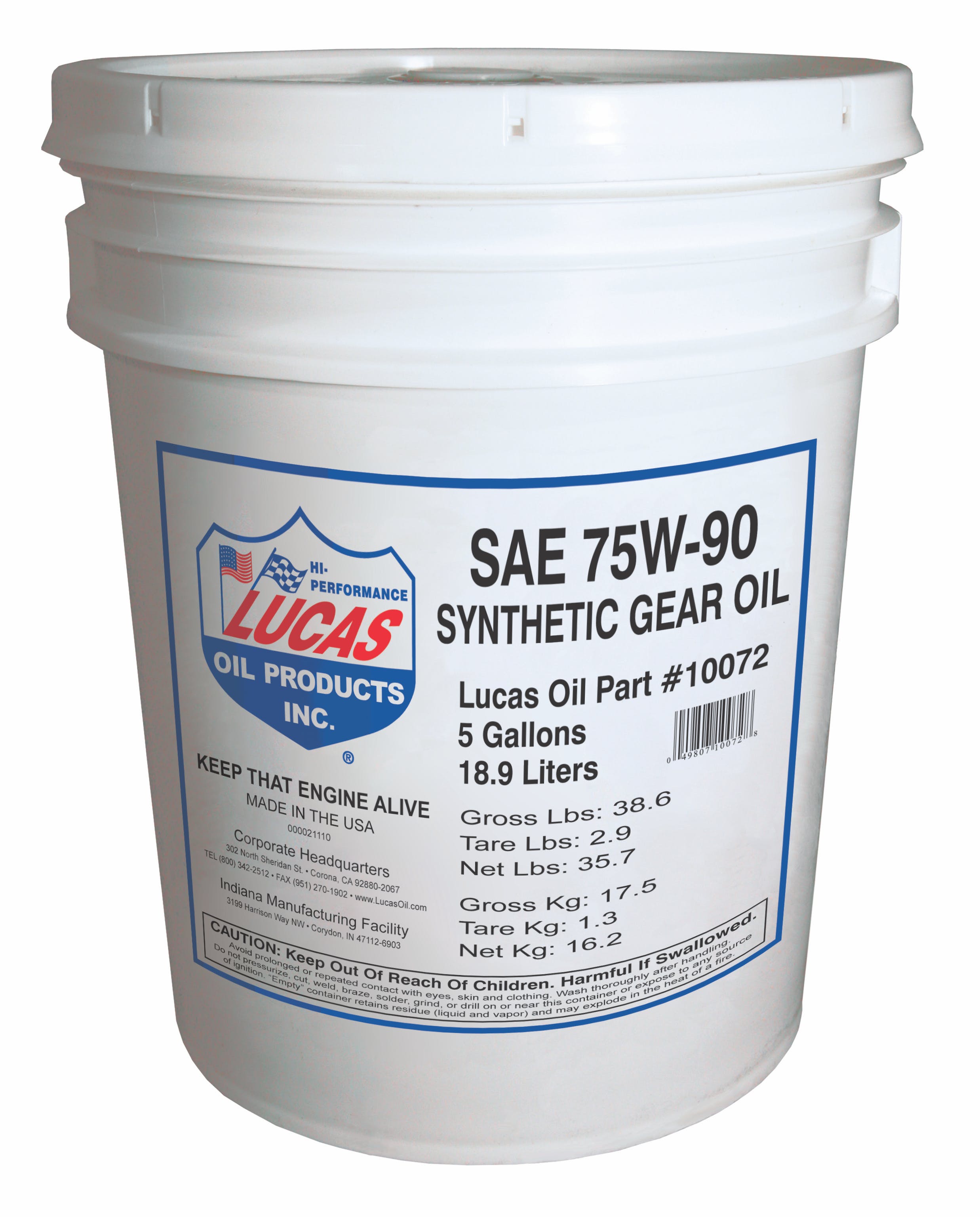 Lucas OIL Synthetic SAE 75W-90 Trans & Diff Lube 10072