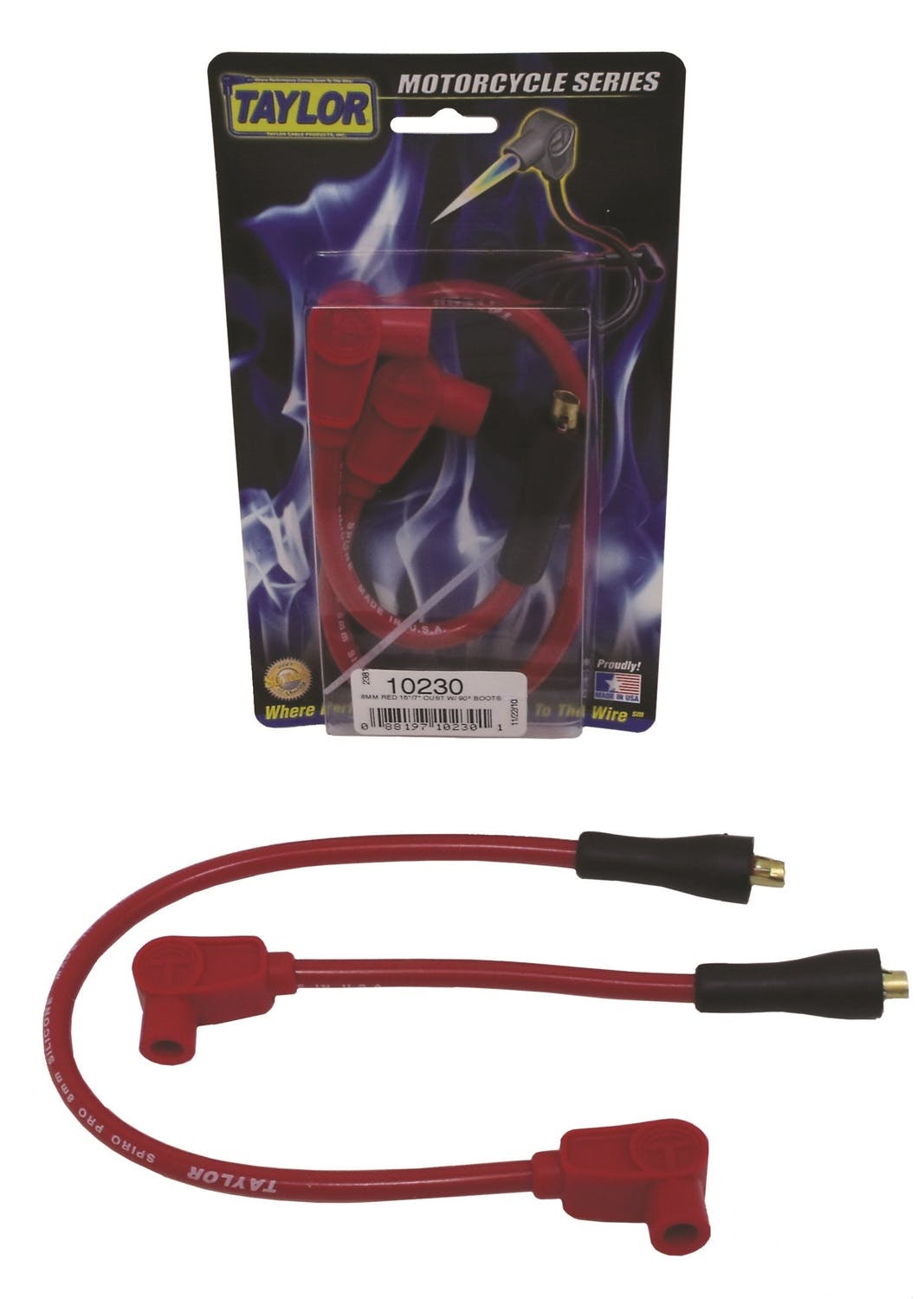Taylor Cable Products 10230 8mm Spiro-Pro red 16/7in custom MC 90