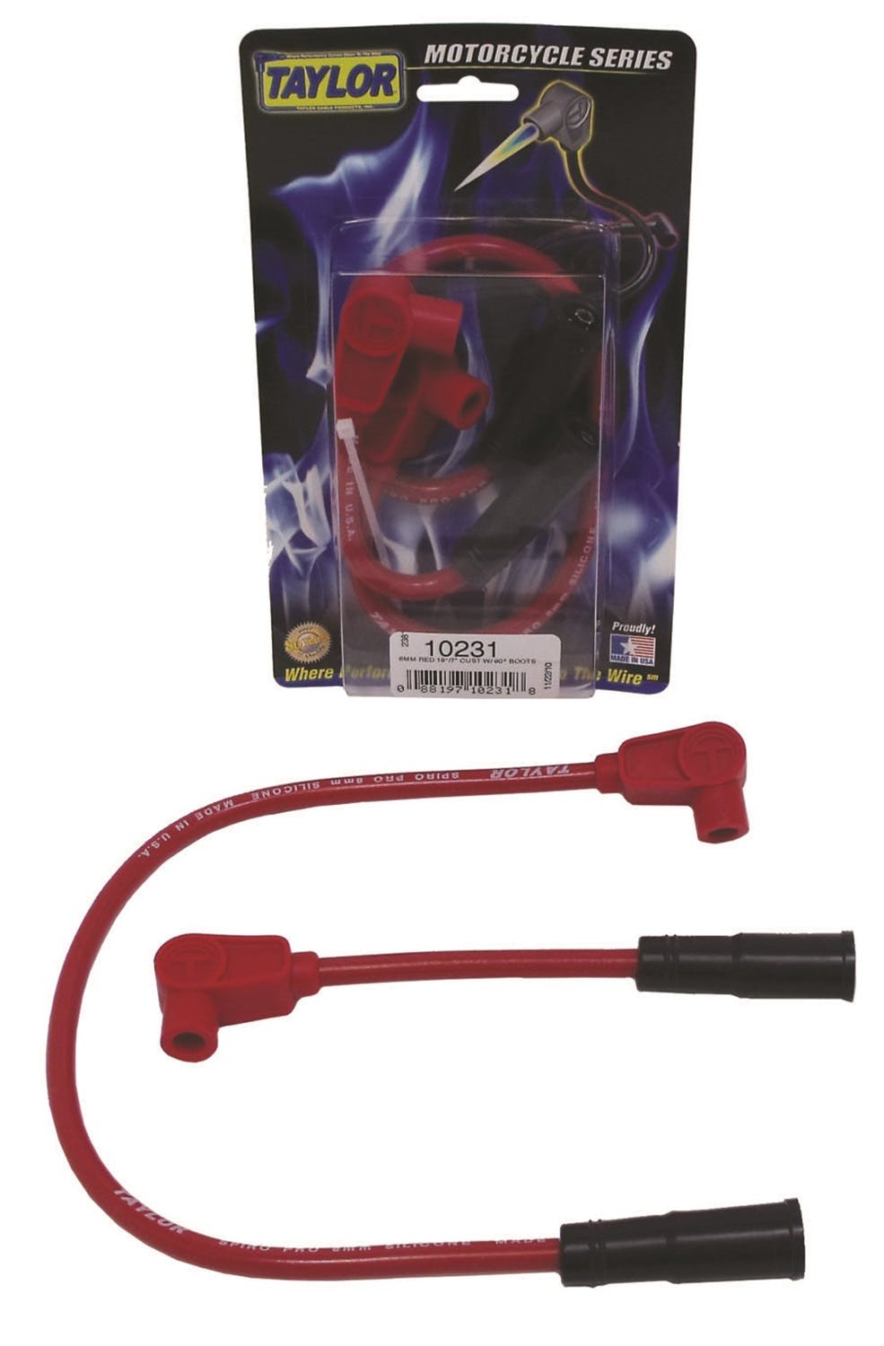 Taylor Cable Products 10231 8mm Spiro-Pro red 19/7in custom MC 90