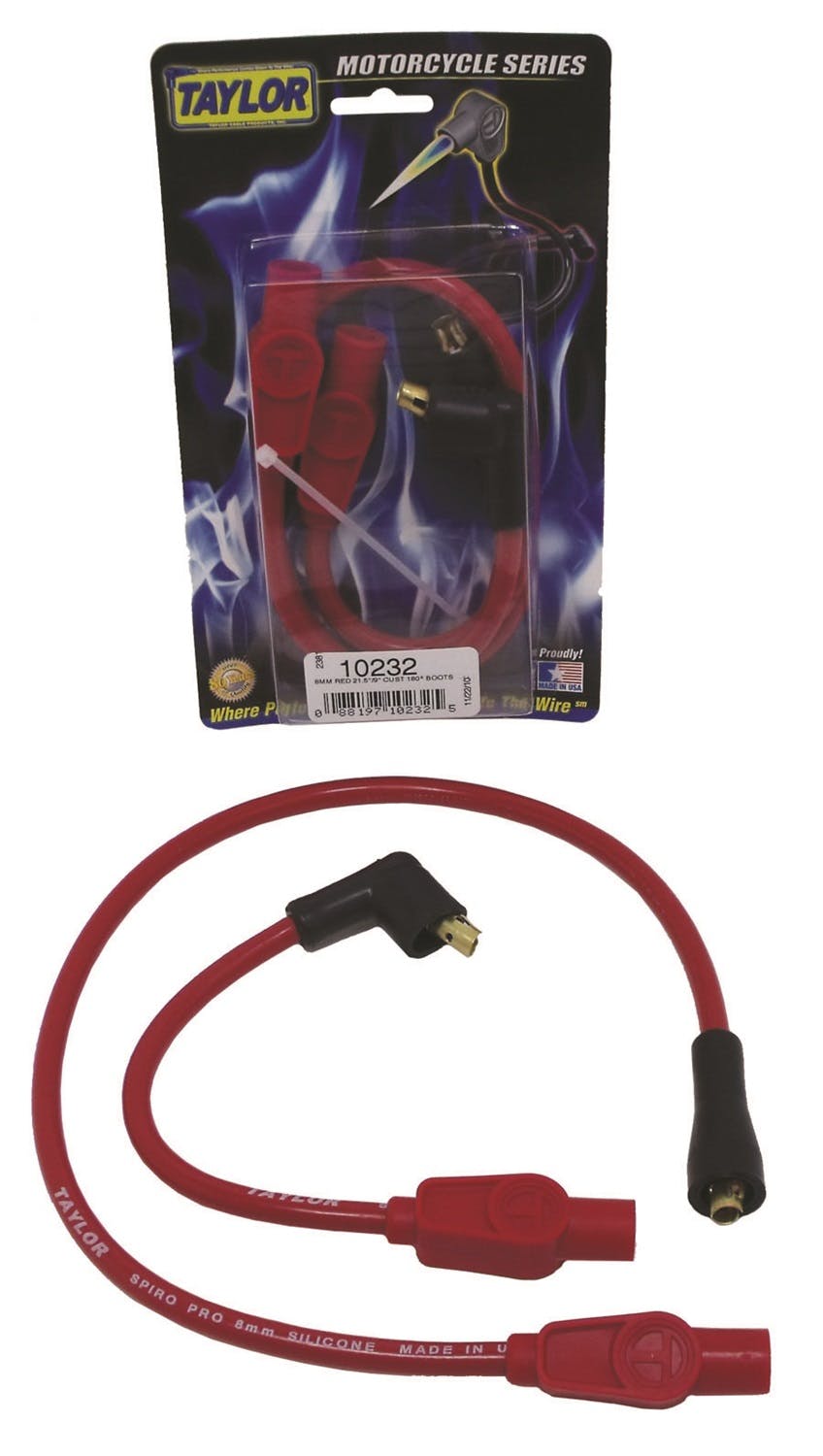 Taylor Cable Products 10232 8mm Spiro-Pro red 21.5/9in custom MC 180