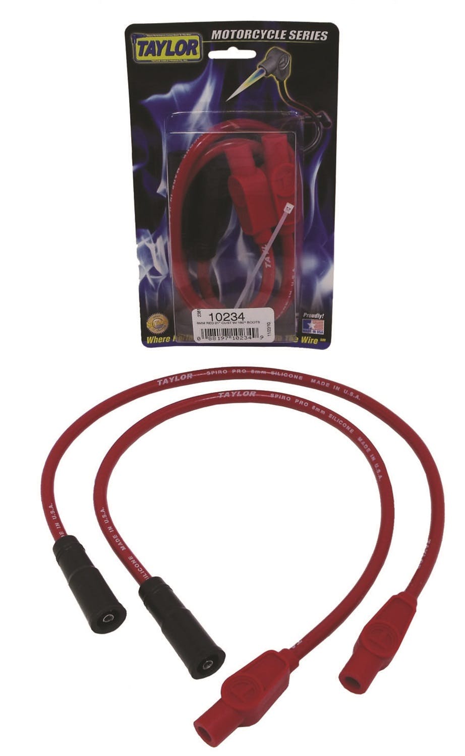 Taylor Cable Products 10234 8mm Spiro-Pro red 21in custom MC 180