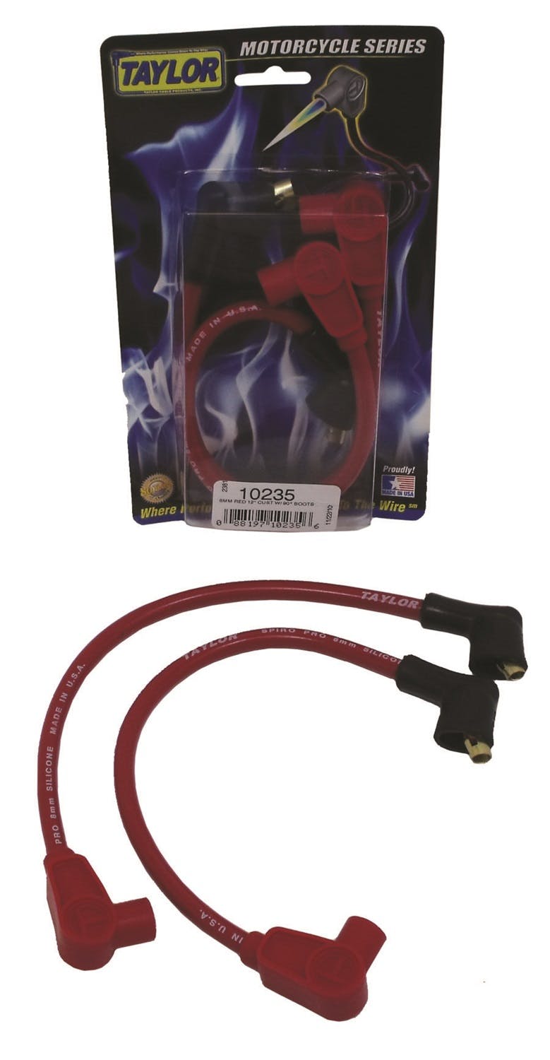 Taylor Cable Products 10235 8mm Spiro-Pro red 12in custom MC 90