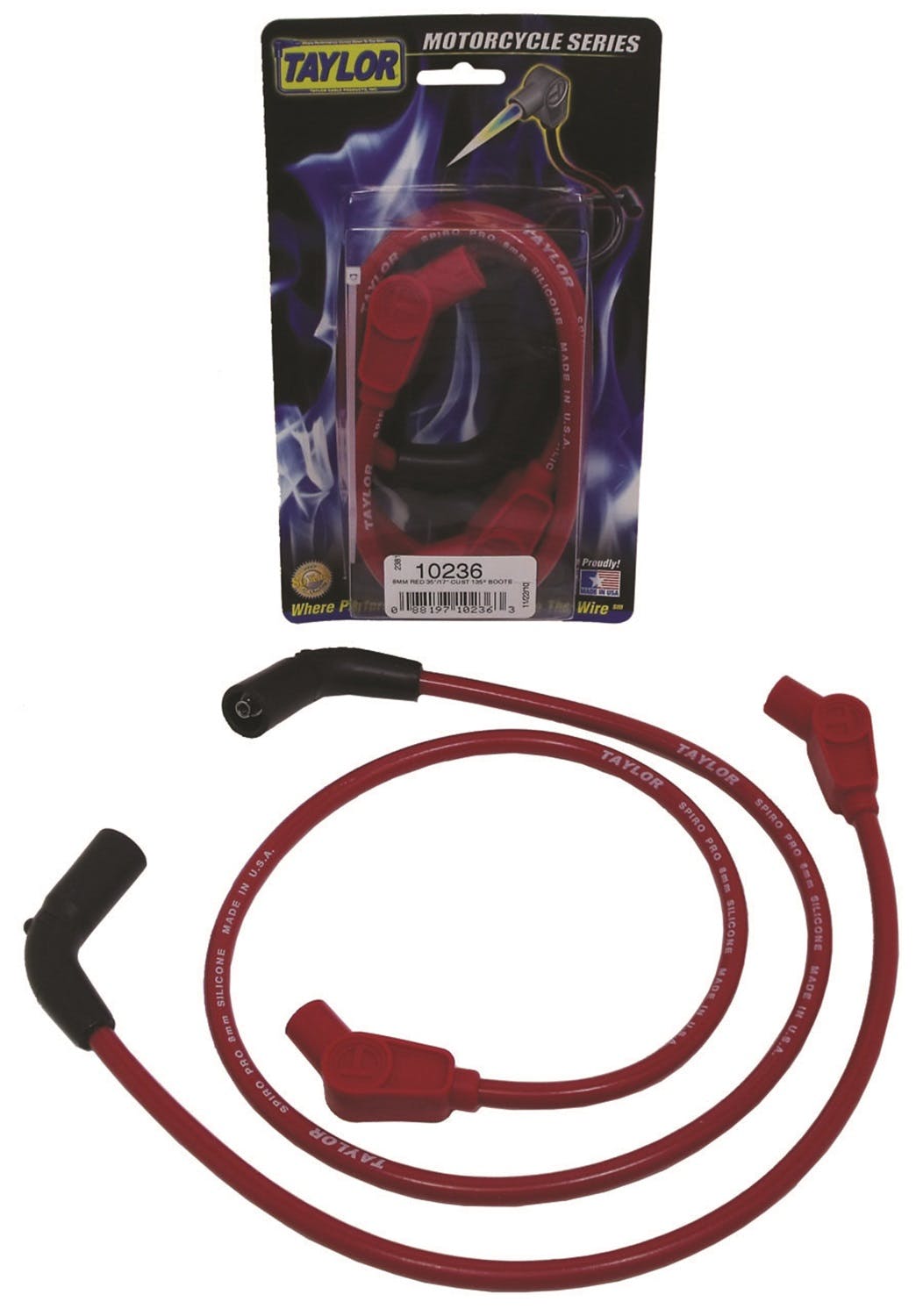 Taylor Cable Products 10236 8mm Spiro-Pro red 35/17in custom MC 135