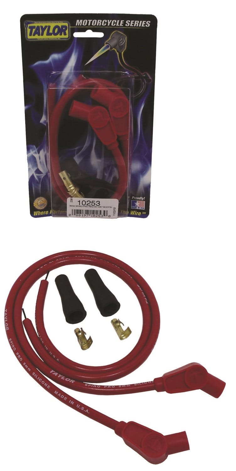 Taylor Cable Products 10253 8mm Spiro-Pro red MC univ 135