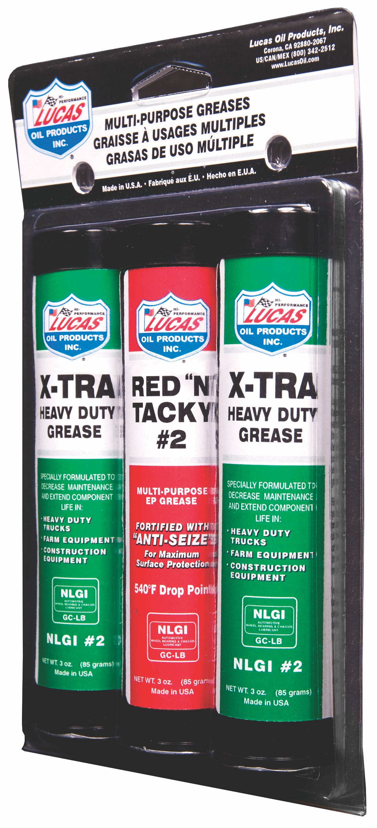 Lucas OIL 3oz.Grease Combo Pack (2) X-tra HD, (1) Red N Tacky 10315