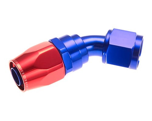 Redhorse Performance 1045-08-1 -08 45 degree Female Aluminum Hose End - red and blue