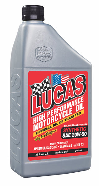 Lucas OIL Synthetic SAE 20W-50 Motorcycle Oil (1 QT) 20702