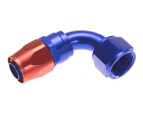 Redhorse Performance 1090-10-1 -10 90 degree Female Aluminum Hose End - red and blue