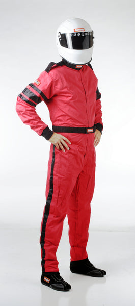 RaceQuip 110012 SFI-1 Pyrovatex One-Piece Single-Layer Racing Fire Suit (Red, Small)