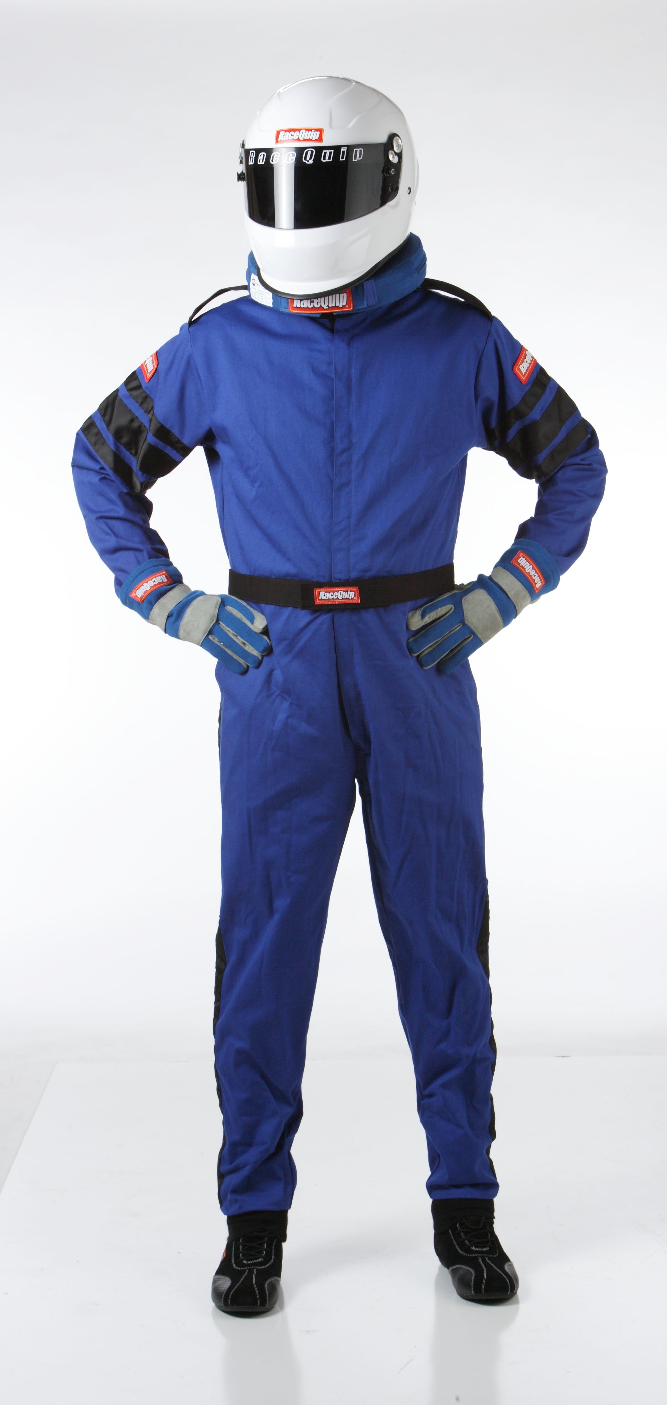 RaceQuip 110022 SFI-1 Pyrovatex One-Piece Single-Layer Racing Fire Suit (Blue, Small)