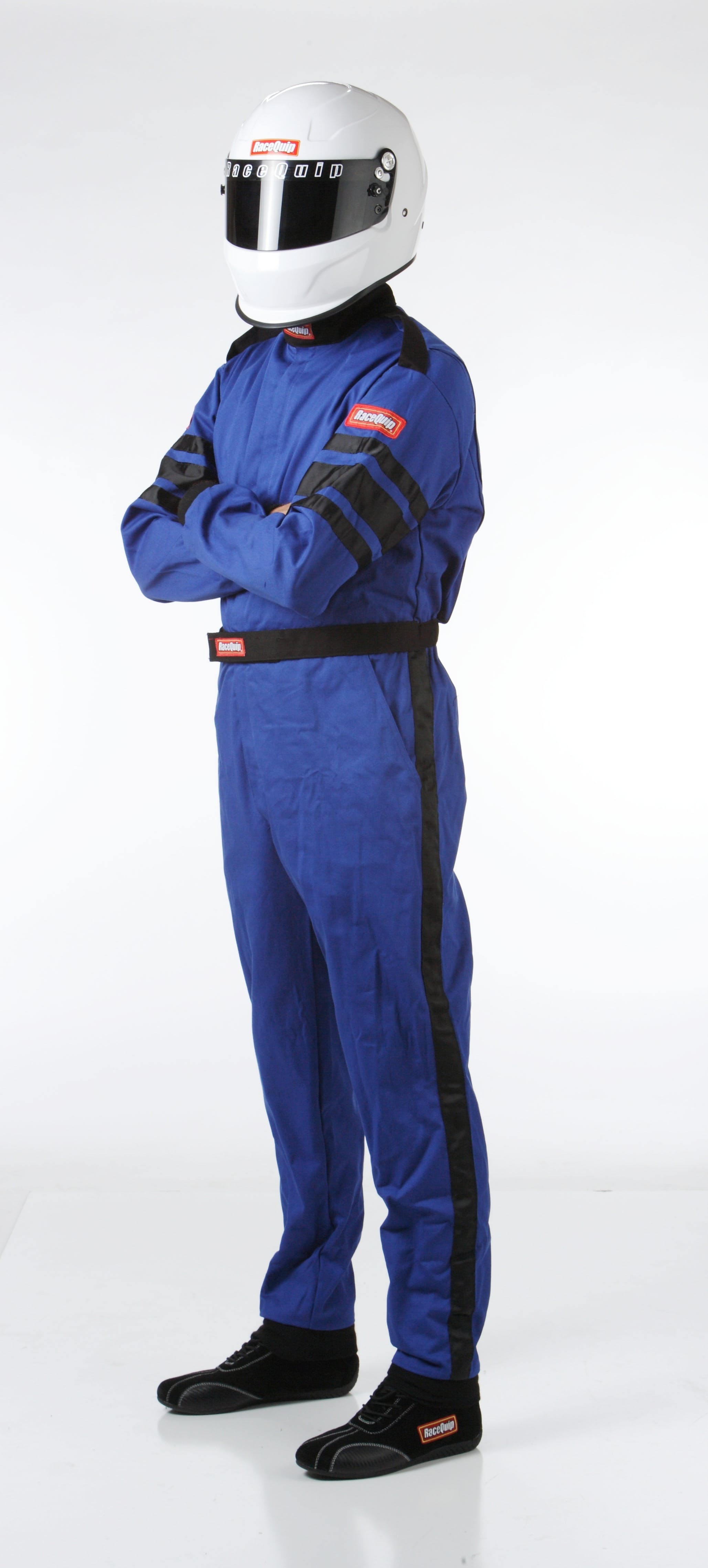 RaceQuip 110023 SFI-1 Pyrovatex One-Piece Single-Layer Racing Fire Suit (Blue, Medium)