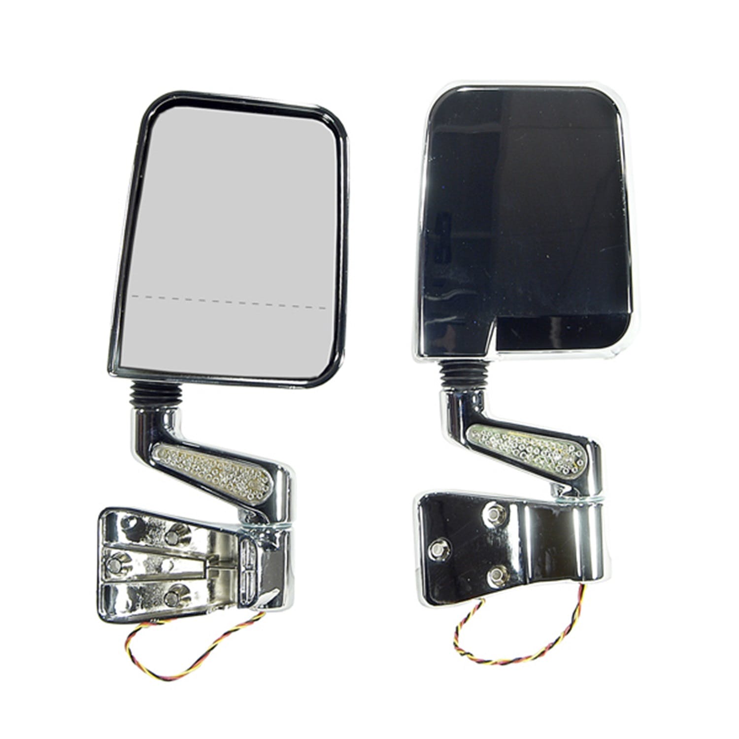 Rugged Ridge 11016.02 Door Mirror Kit; LED Signal; Dual Focus; Chrome; 87-02 Jeep Wrangler