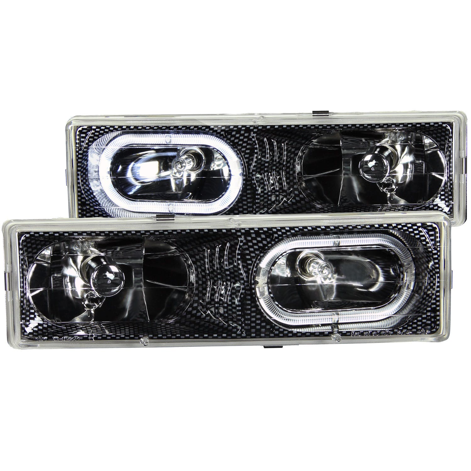 AnzoUSA 111005 Crystal Headlights Carbon with Halo