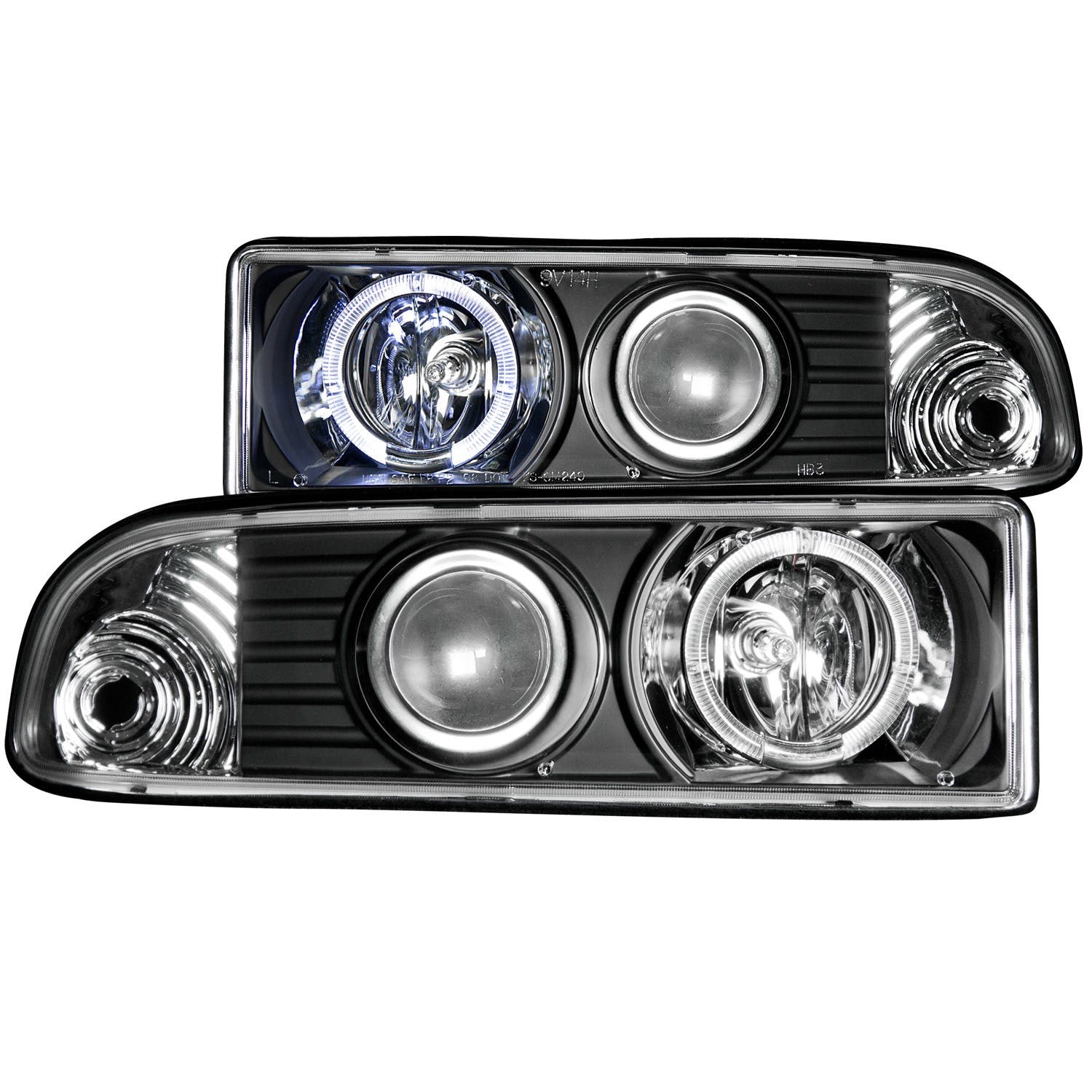 AnzoUSA 111015 Projector Headlights with Halo Black