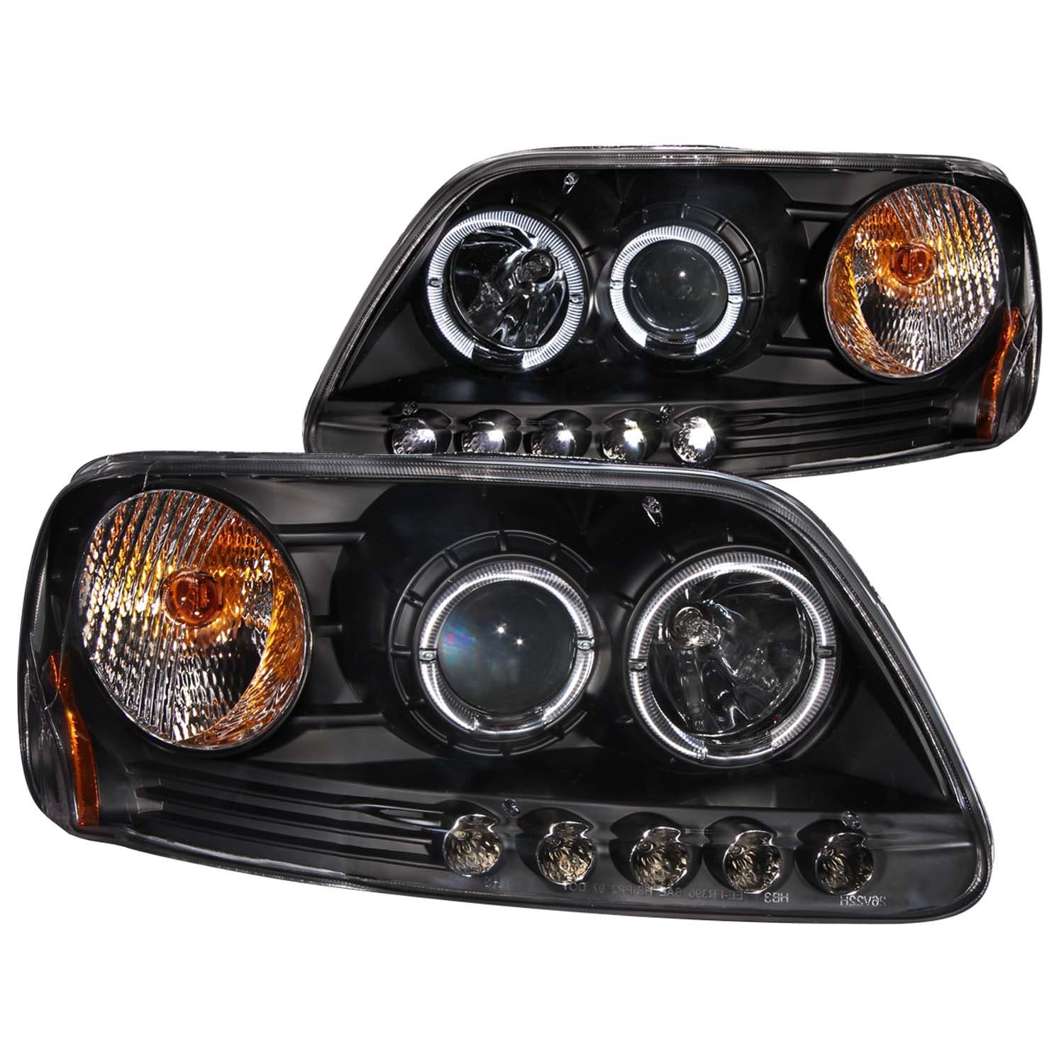 AnzoUSA 111031 Projector Headlights with Halo and LED Black 1pc