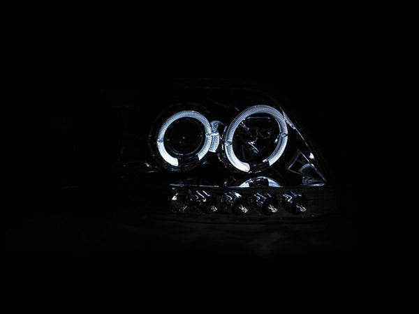 AnzoUSA 111032 Projector Headlights with Halo and LED Chrome 1pc
