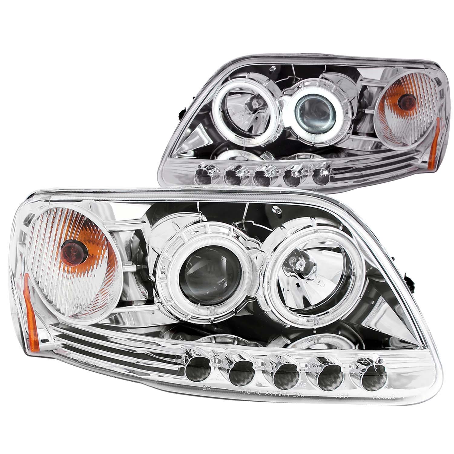 AnzoUSA 111054 Projector Headlights with Halo Chrome 1pc