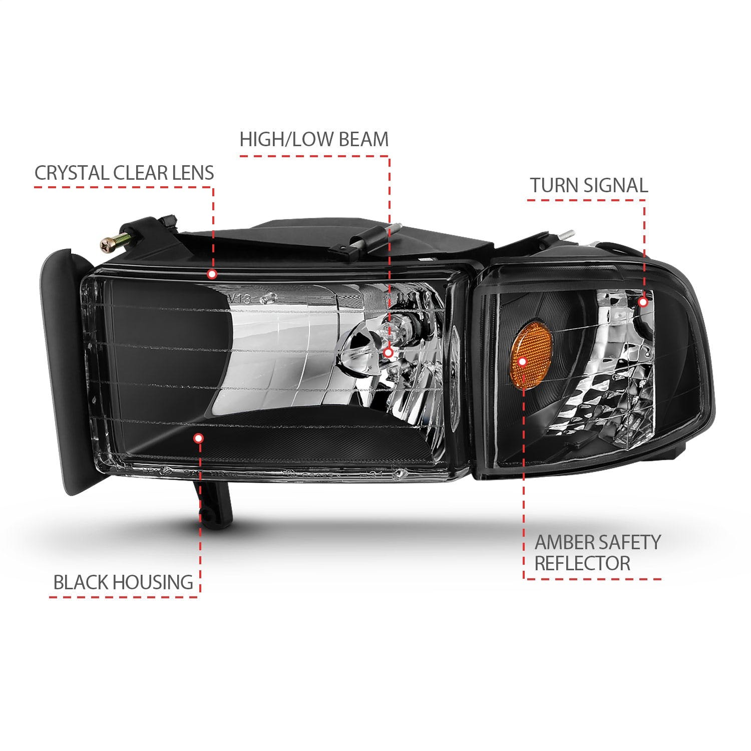 AnzoUSA 111067 Crystal Headlights Black