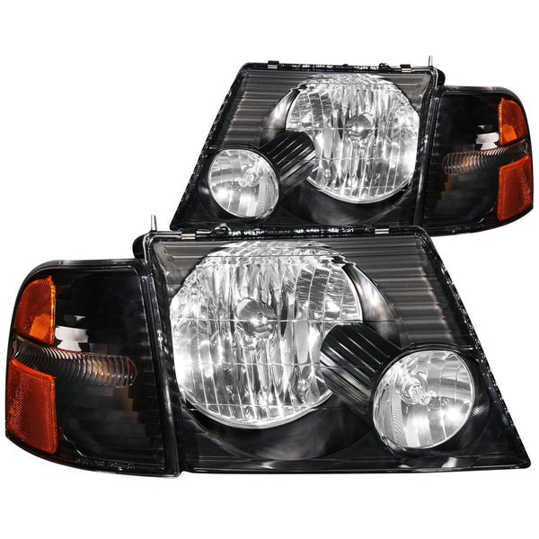 AnzoUSA 111071 Crystal Headlights Black with Corner Lights 2pc