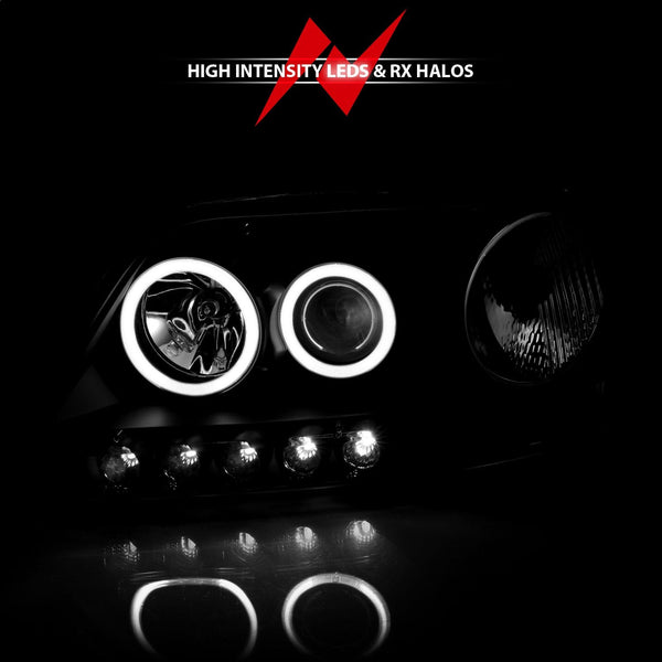AnzoUSA 111097 Projector Headlights with Halo Black (SMD LED)