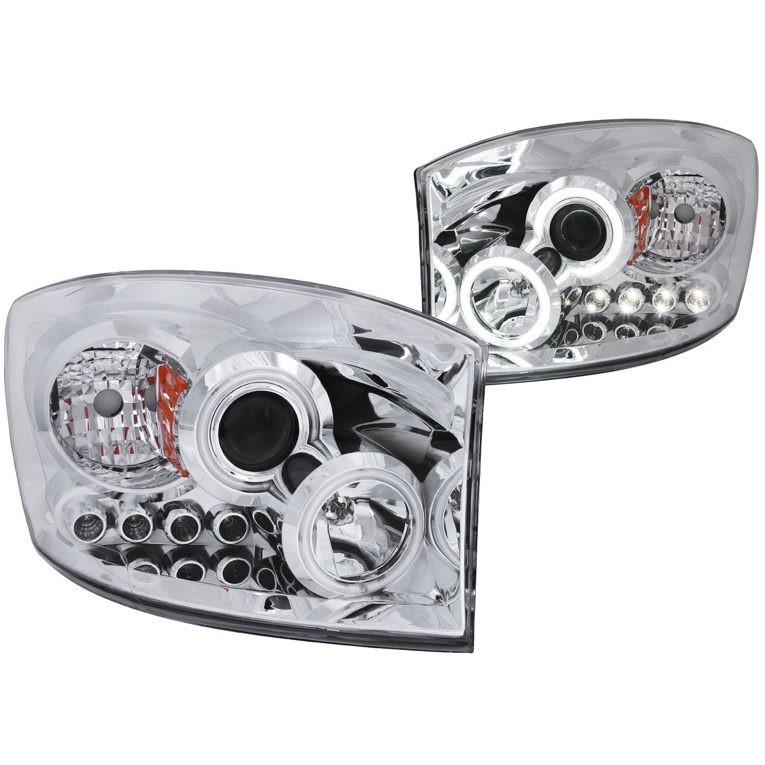 AnzoUSA 111103 Projector Headlights with Halo Chrome (SMD LED)