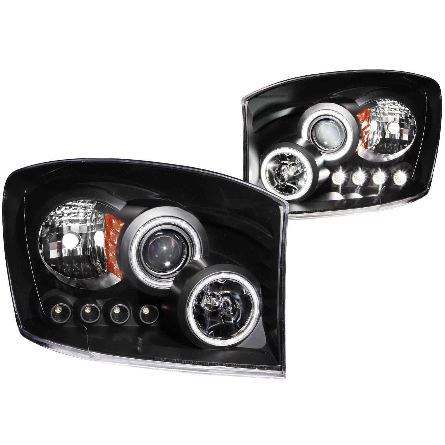 AnzoUSA 111104 Projector Headlights with Halo Black (SMD LED)