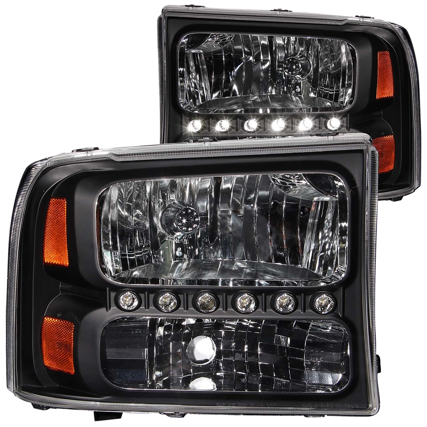 AnzoUSA 111106 Crystal Headlights Black with LED 1pc