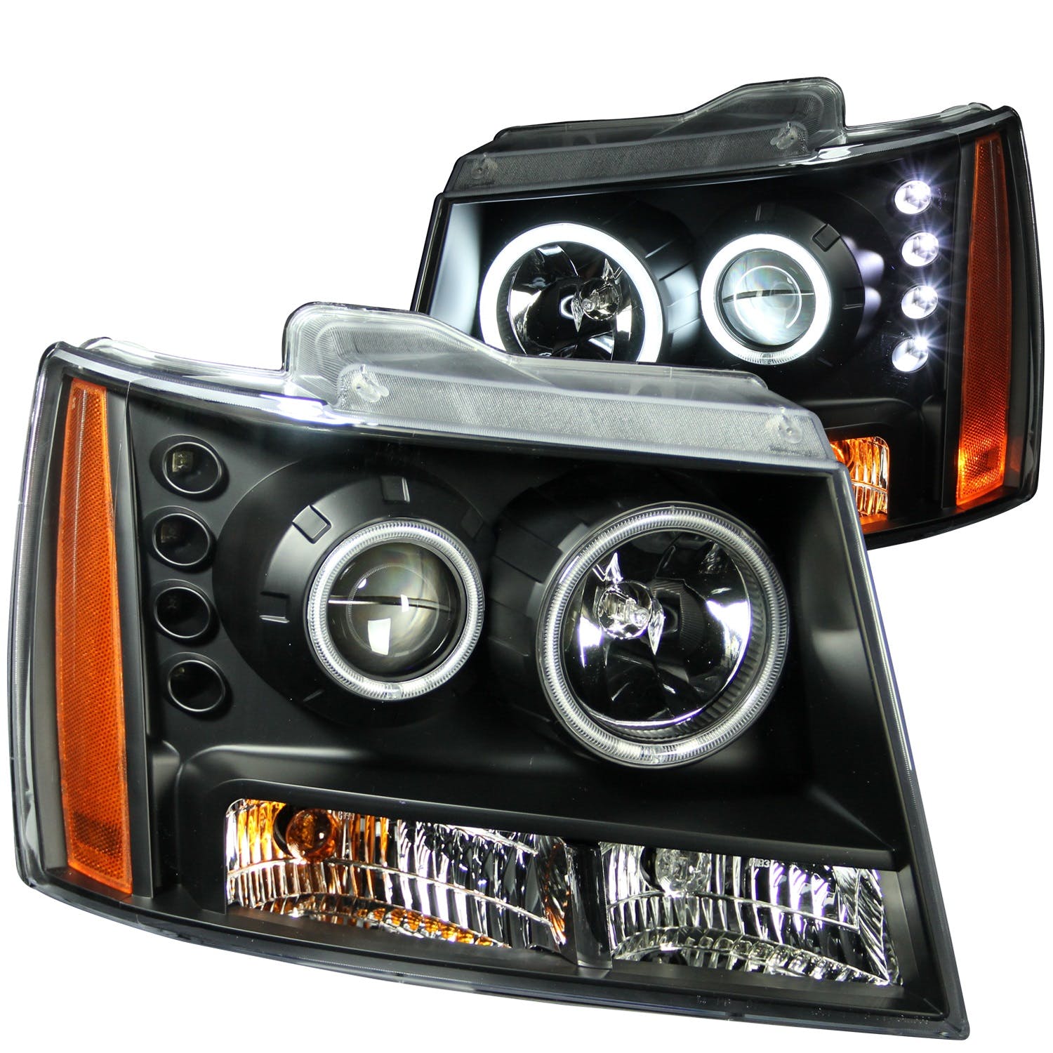 AnzoUSA 111109 Projector Headlights with Halo Black (SMD LED)