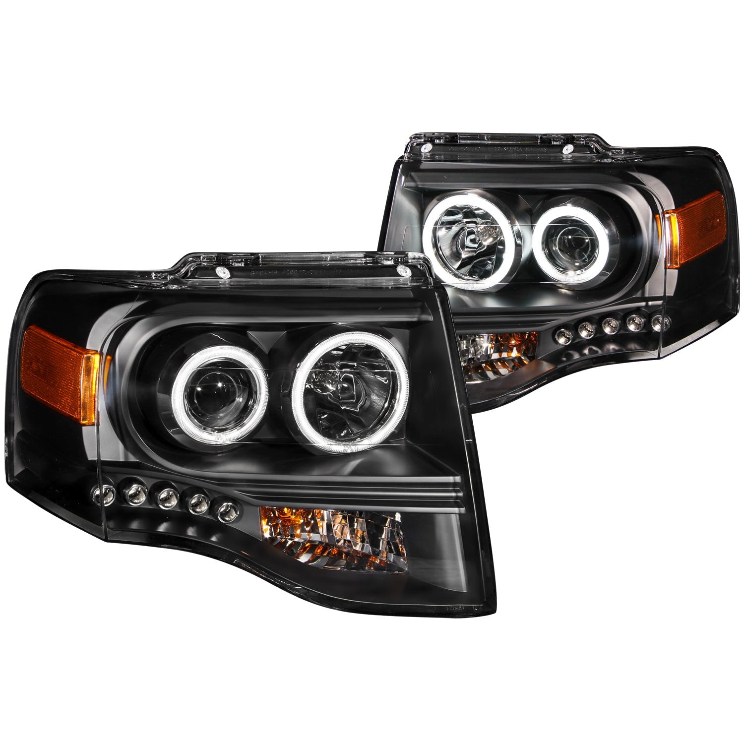 AnzoUSA 111113 Projector Headlights with Halo Black