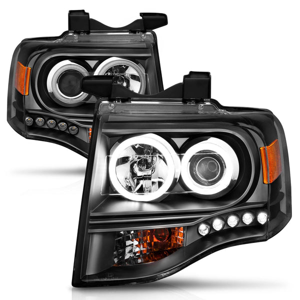 AnzoUSA 111113 Projector Headlights with Halo Black