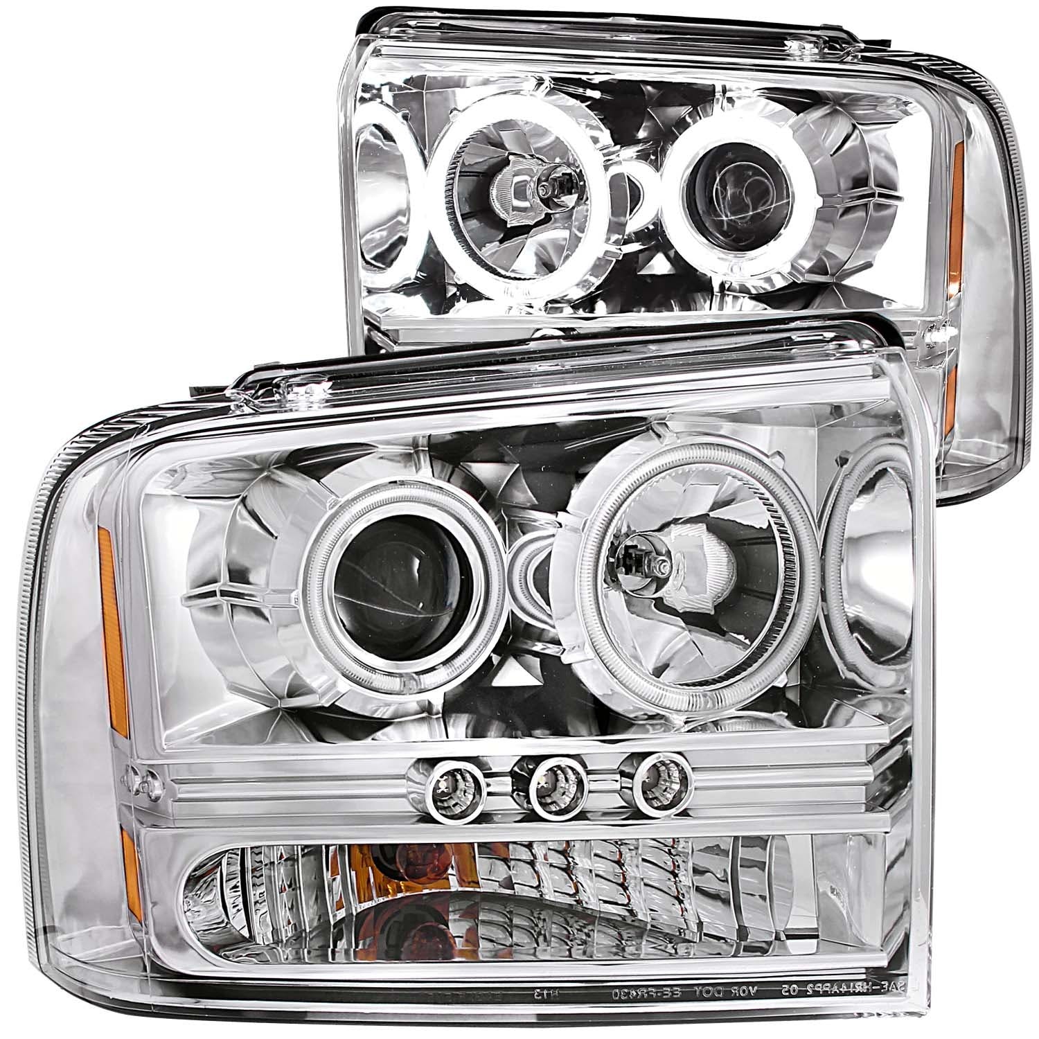 AnzoUSA 111118 Projector Headlights with Halo Chrome with LED Strip (SMD LED) 1pc
