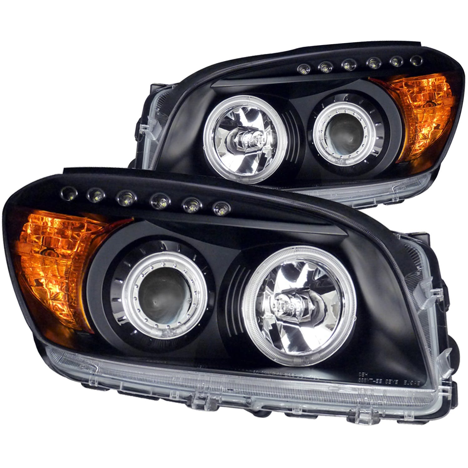 AnzoUSA 111120 Projector Headlights with Halo Black