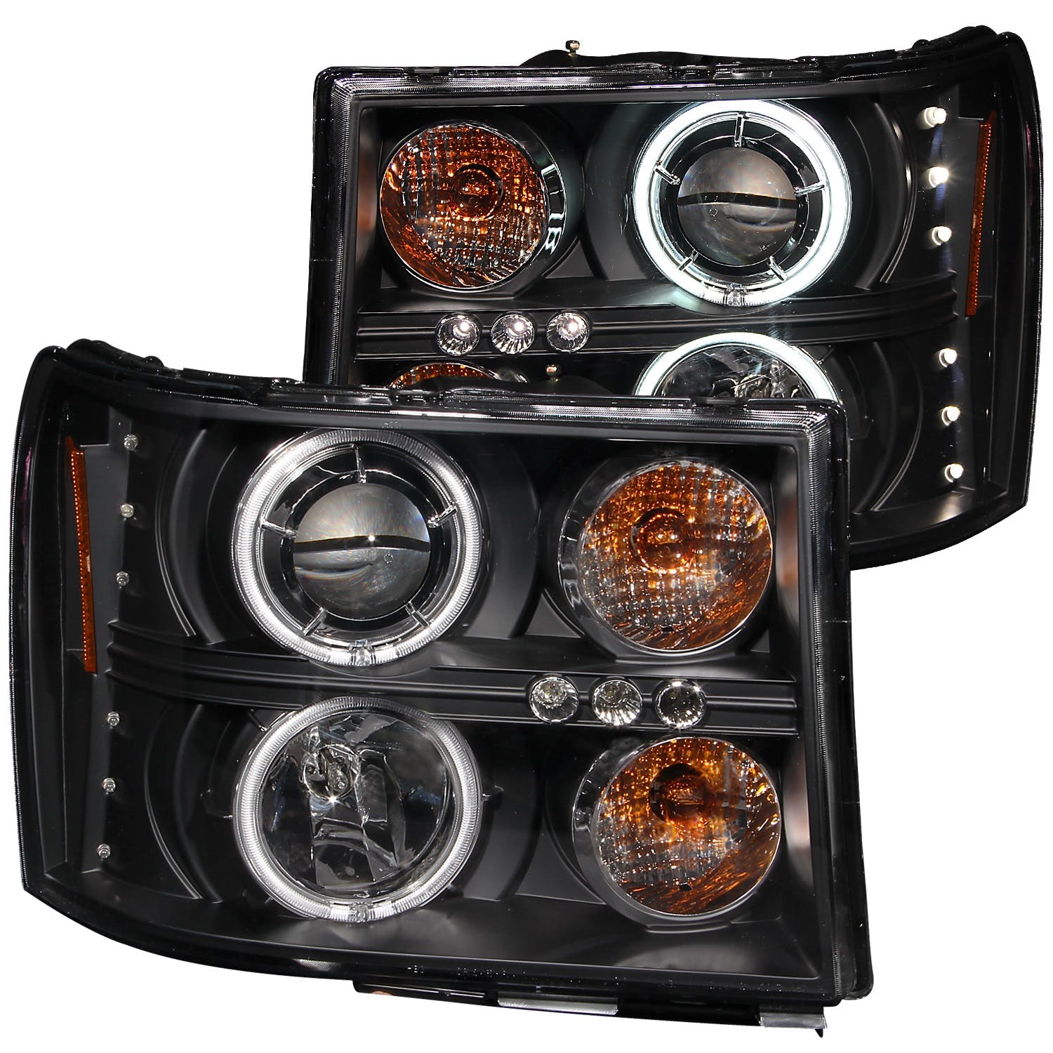 AnzoUSA 111125 Projector Headlights with Halo Black