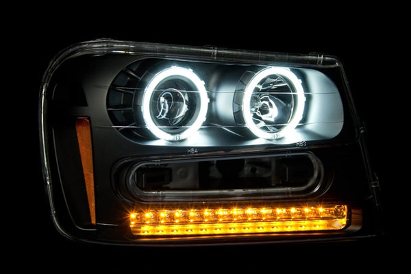 AnzoUSA 111127 Projector Headlights with Halo Black