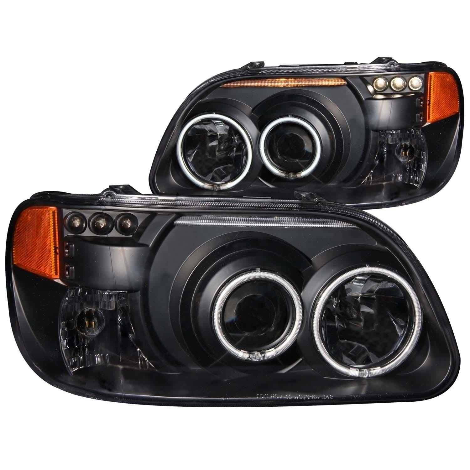 AnzoUSA 111132 Projector Headlights with Halo Black 1 pc