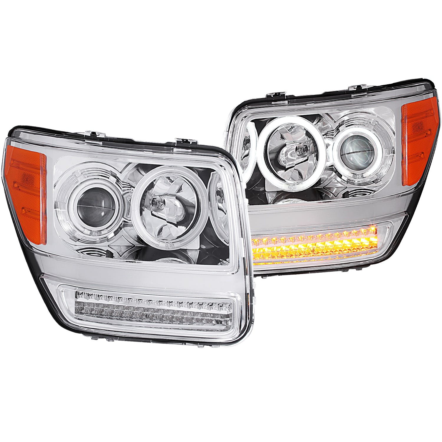 AnzoUSA 111144 Projector Headlights with Halo Chrome (SMD LED) G2