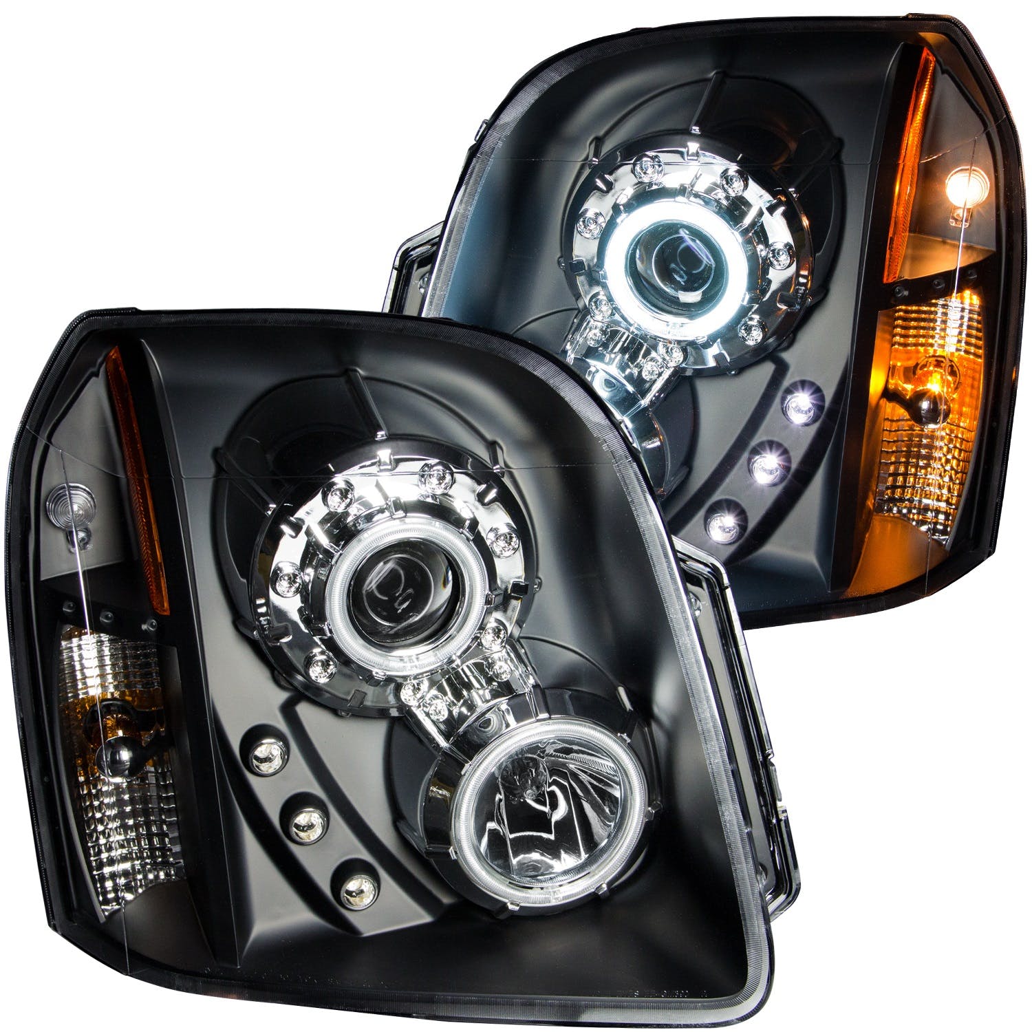AnzoUSA 111148 Projector Headlights with Halo Black (SMD LED)
