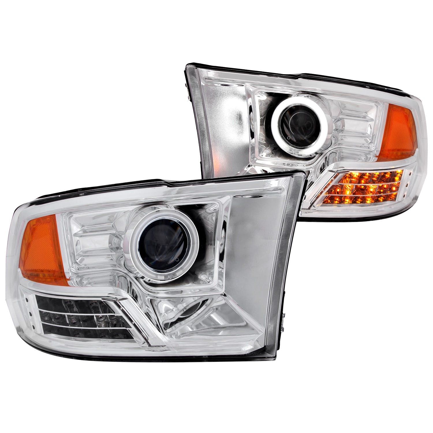 AnzoUSA 111160 Projector Headlights with Halo Chrome (SMD LED)